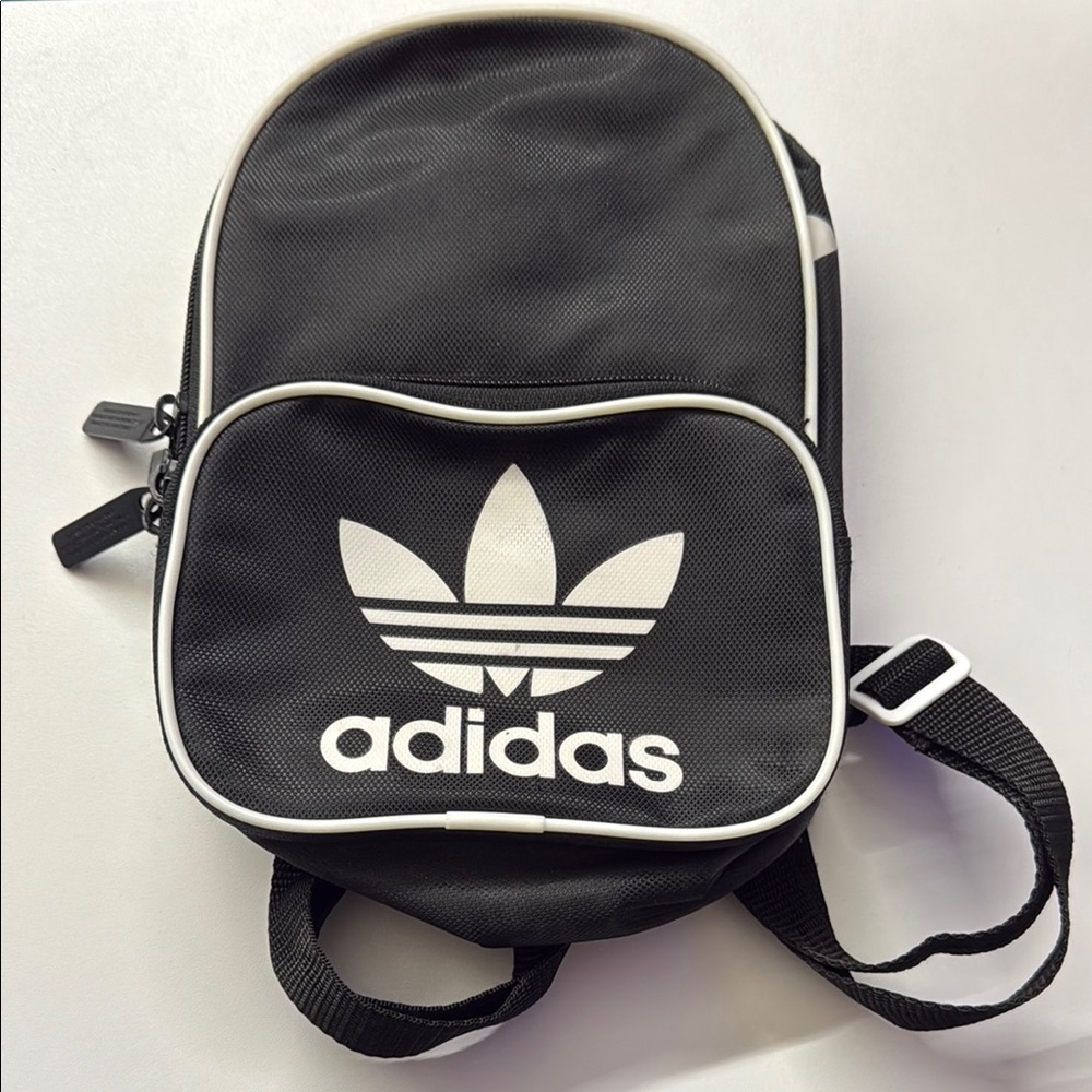 Adidas Black and White Backpack with Adjustable Straps